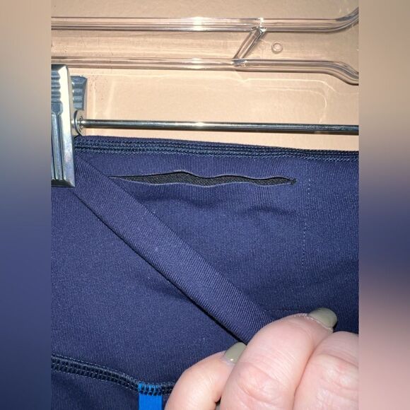 Nike Women’s Size Small Navy & Aqua Striped Dri-Fit Running Active Leggings - Picture 5 of 7